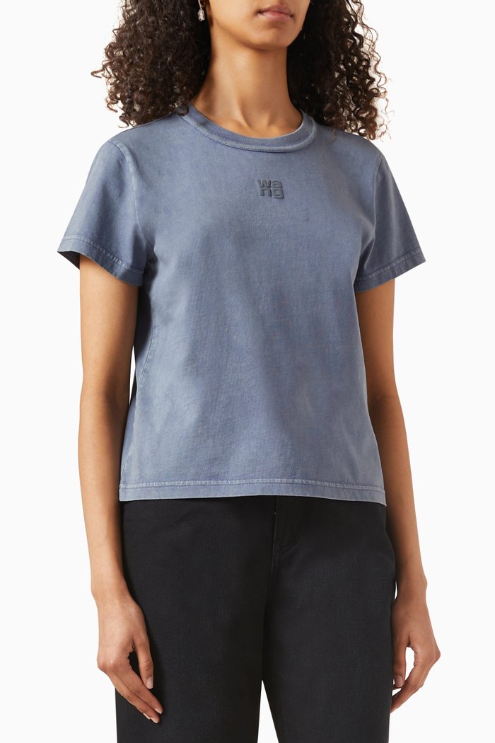 

Puff Logo Crop T-shirt in Cotton Jersey, Grey