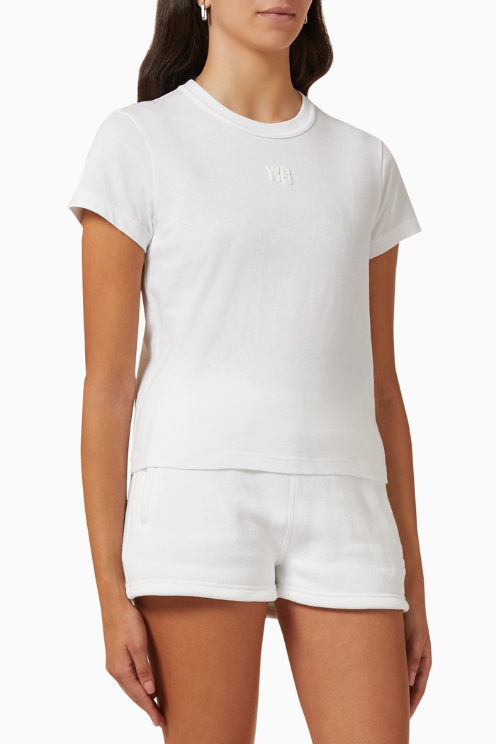

Puff Logo Crop T-shirt in Cotton Jersey, White