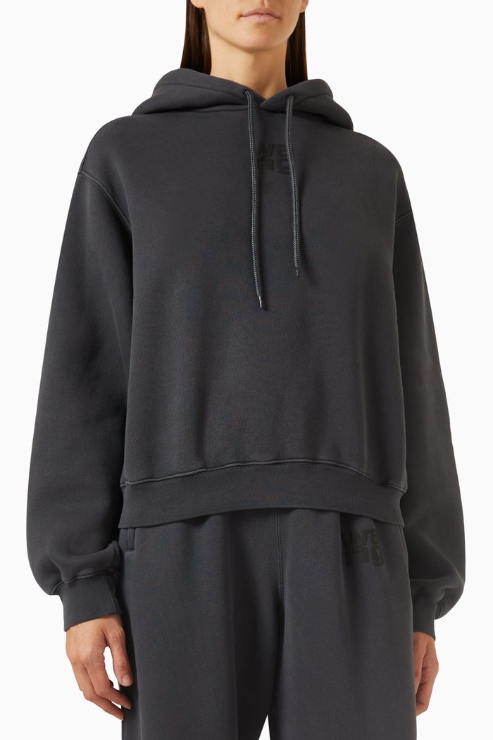 

Puff Paint Logo Hoodie in Terry, Black
