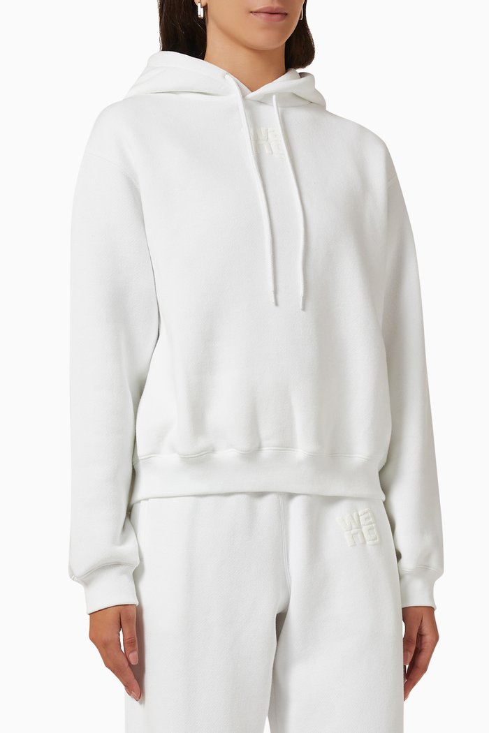

Puff Logo Hoodie in Cotton Terry, White