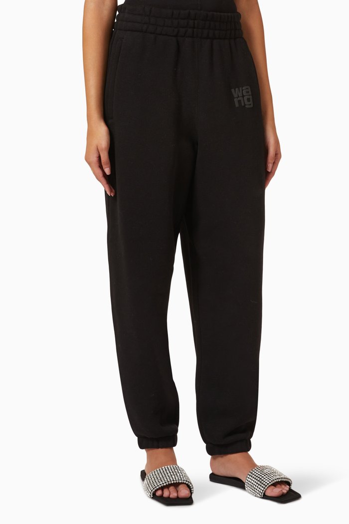 

Puff Logo Sweatpants in Cotton Terry, Black