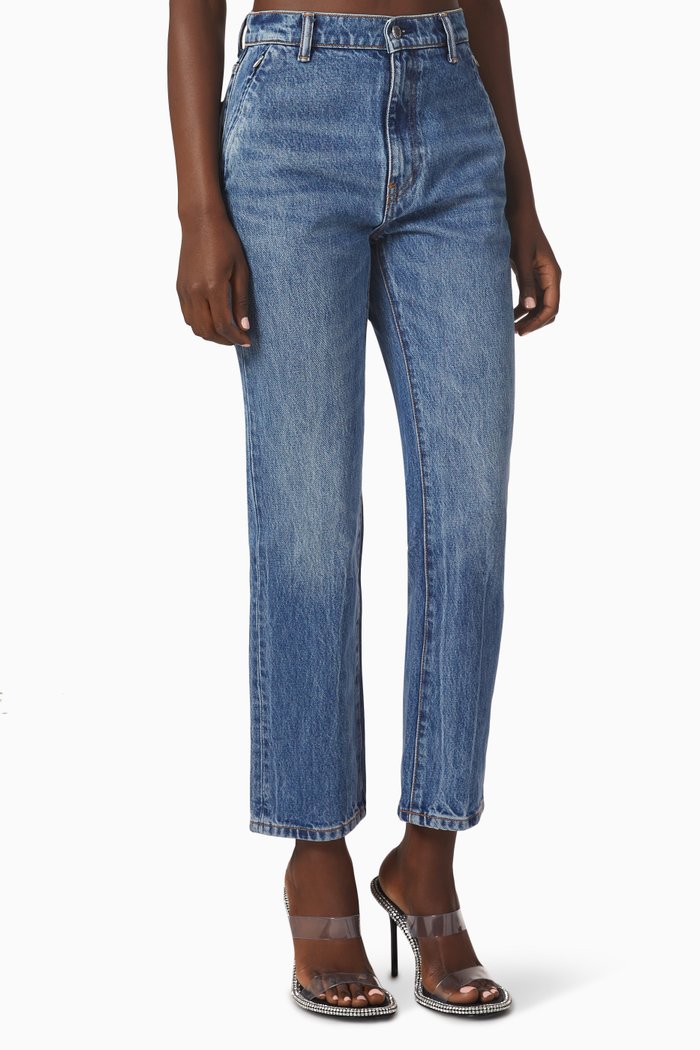 

Stovepipe High-Rise Jeans in Cotton Denim, Blue