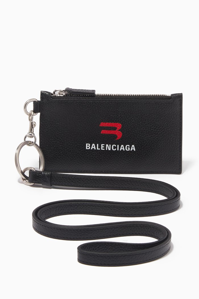 

Cash Card Case on Keyring in Small Grained Calfskin, Black