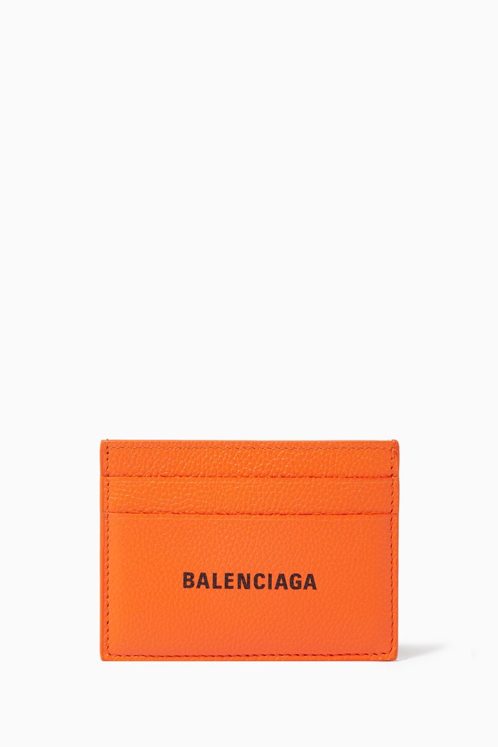 

Cash Card Holder in Grained Calfskin, Orange
