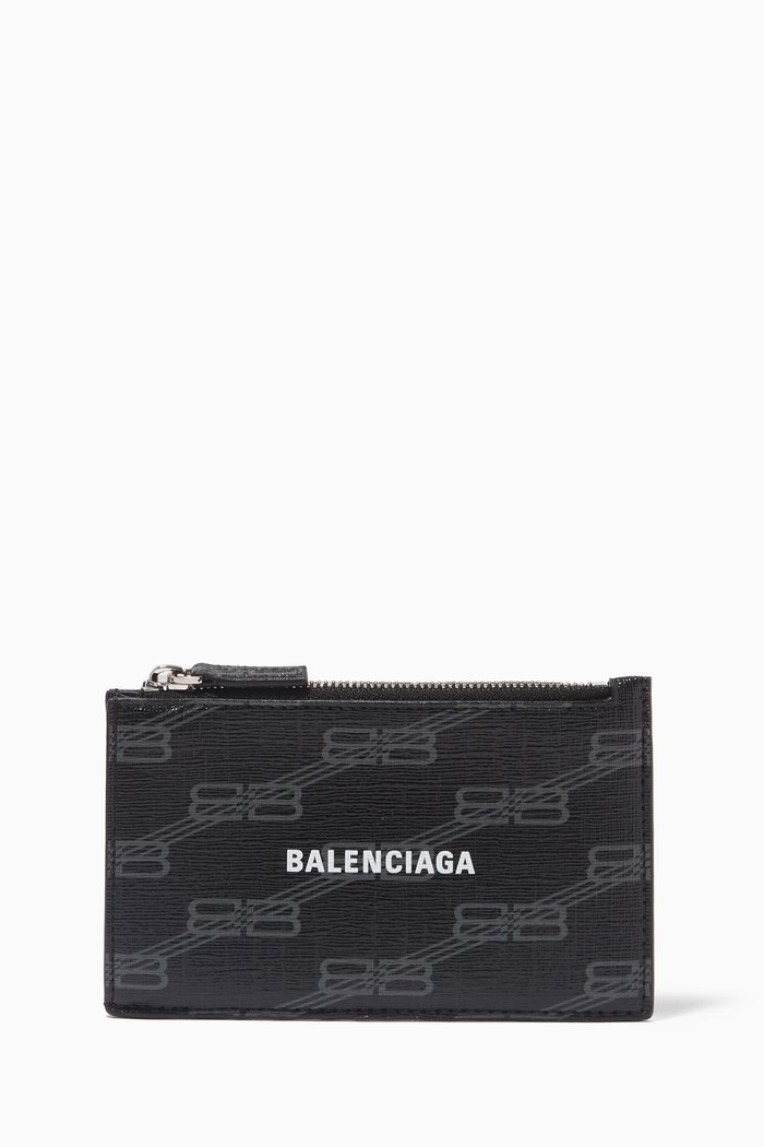 

Cash Long Coin & Card Holder in Grained Calfskin, Black