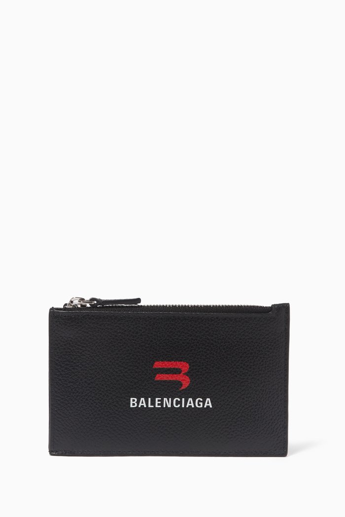 

Cash Long Coin & Card Holder in Grained Calfskin, Black