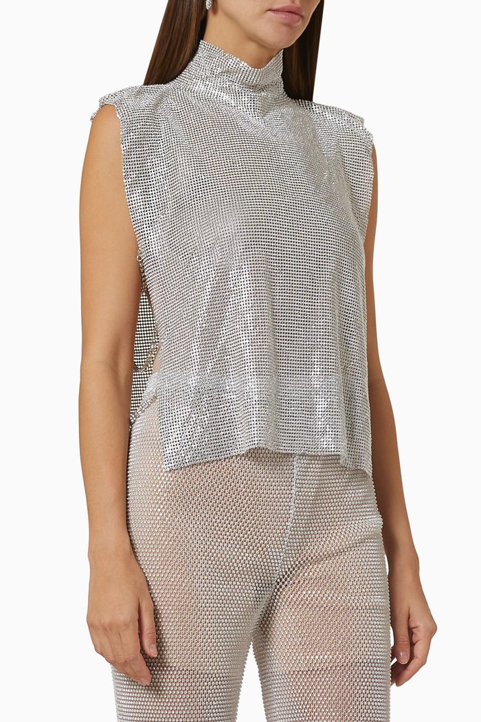 

Mexico Top in Sheer Mesh, Silver