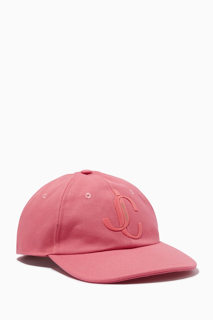 

Shiny JC Monogram Baseball Cap in Cotton, Pink