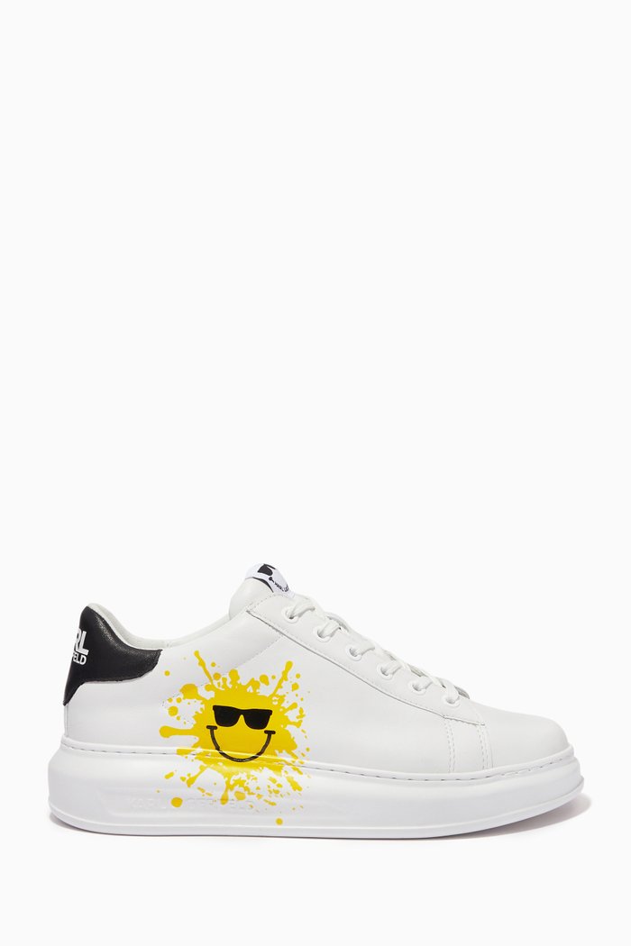 

Kapri x Smiley Low Top Sneakers in Leather, White