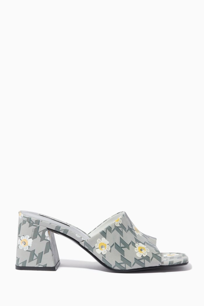 

Volante Daisygram Mule Sandals in Leather, Grey