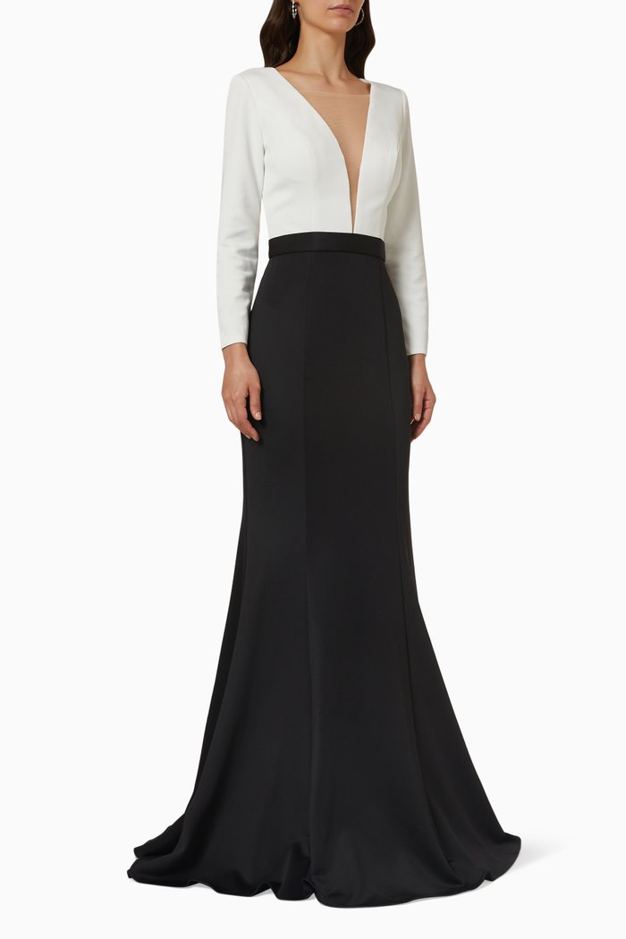 

Bi-colour Maxi Dress, White