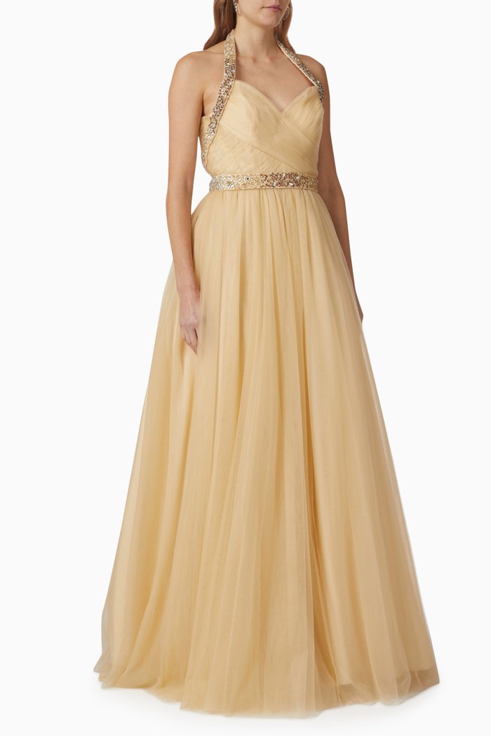 

Bustier Dress in Tulle, Gold