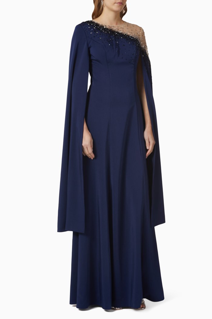 

Cape Gown in Crêpe, Blue