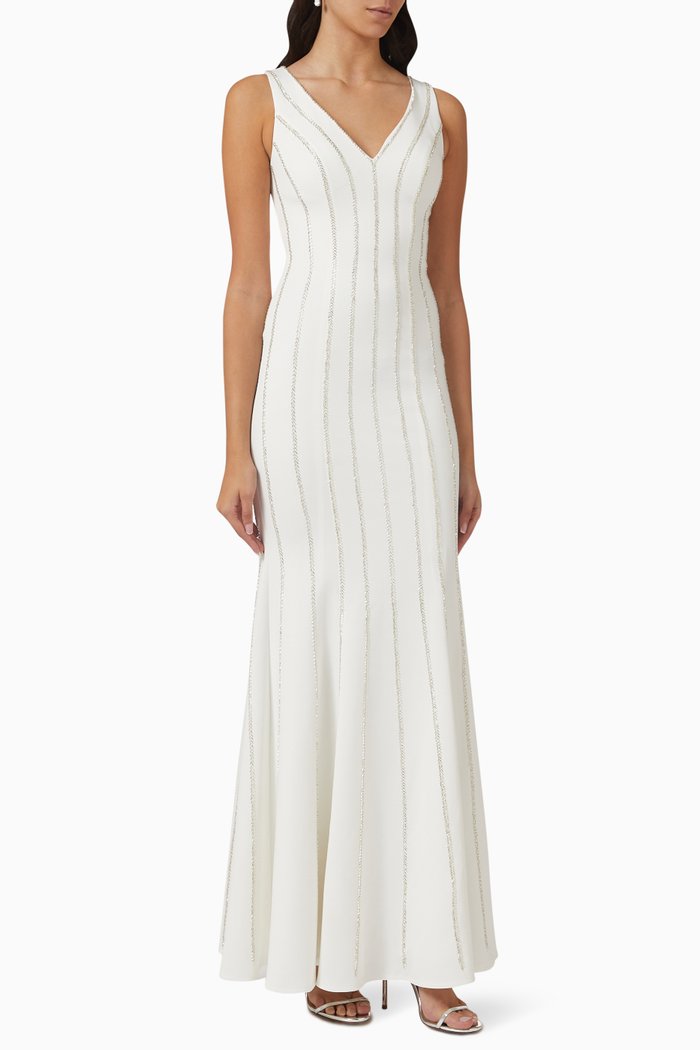 

Crystal-embellished Sleeveless Gown, White