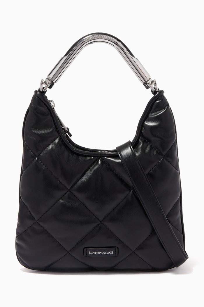 

Habby Medium Top Handle Bag in Quilted Faux-leather, Black