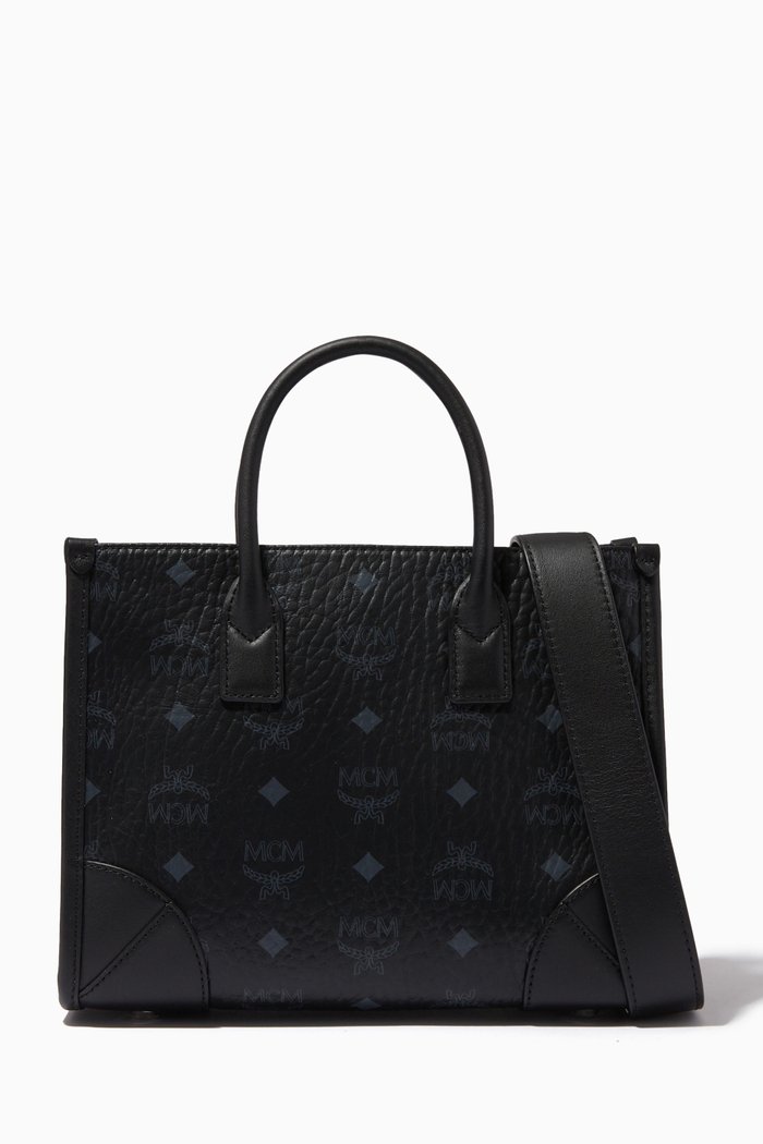 

Small München Tote Bag in Visetos Coated Canvas, Black