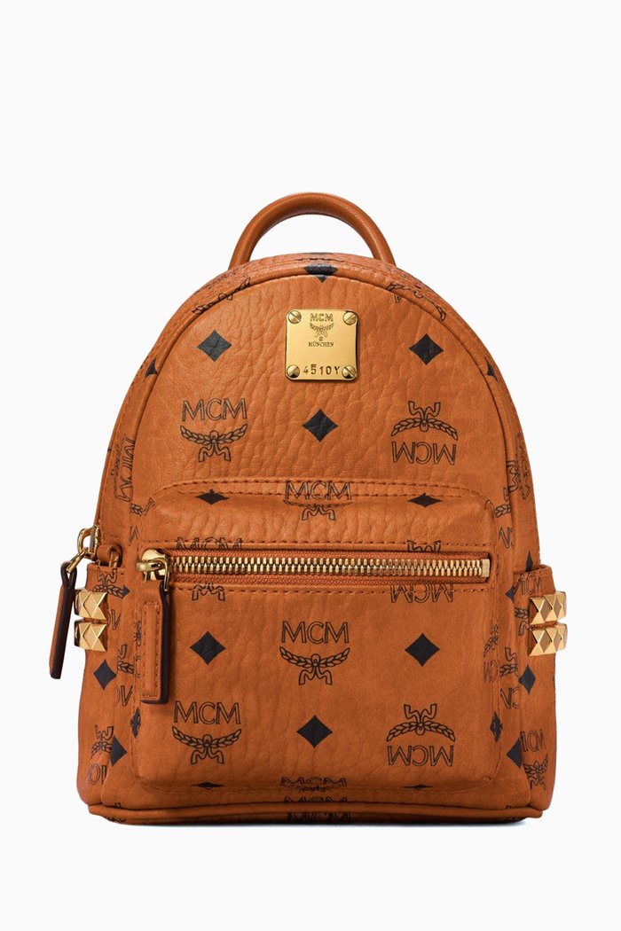 

Stark Bebe Boo Side Studs Backpack in Visetos Coated Canvas, Brown