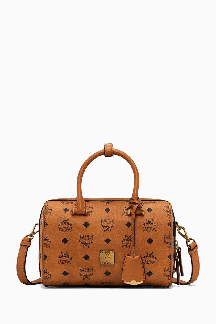 

Small Boston Bag in Visetos Coated Canvas, Brown