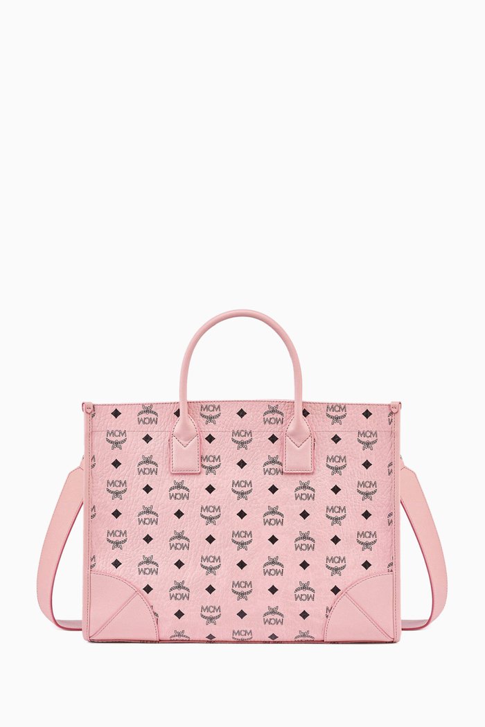 

Large München Tote Bag in Visetos Coated Canvas, Pink