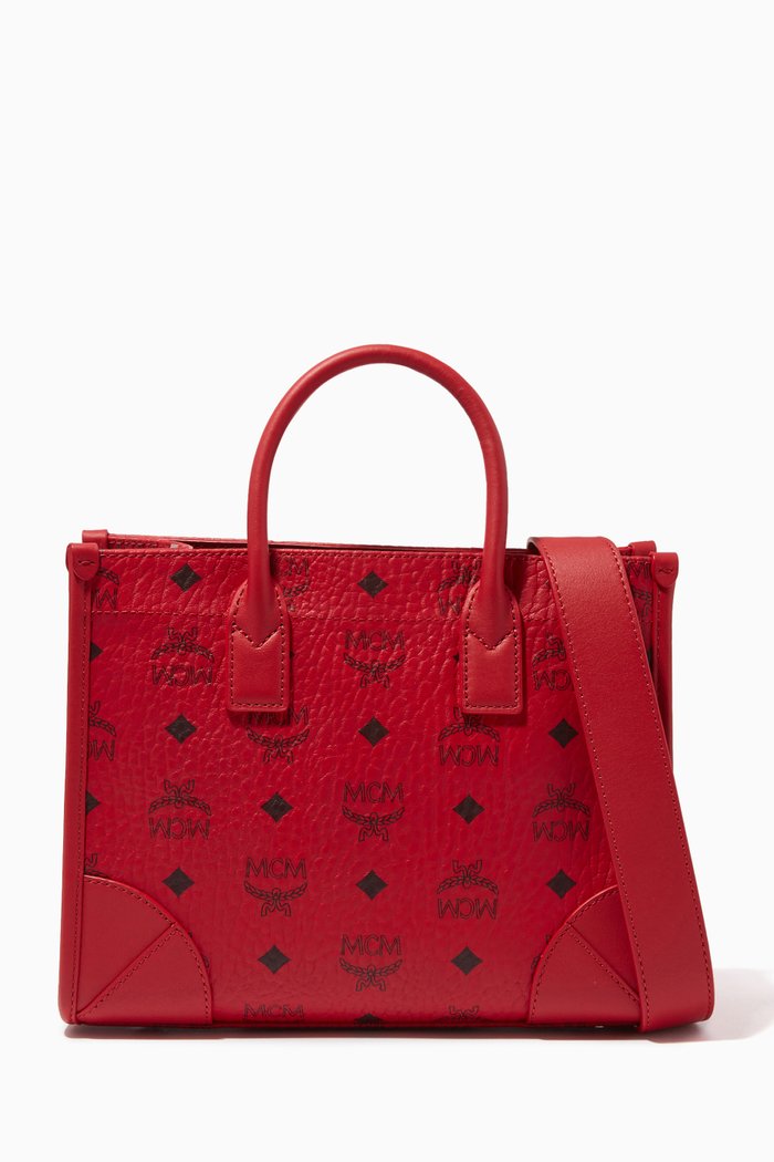 

Small München Tote Bag in Visetos Coated Canvas, Red