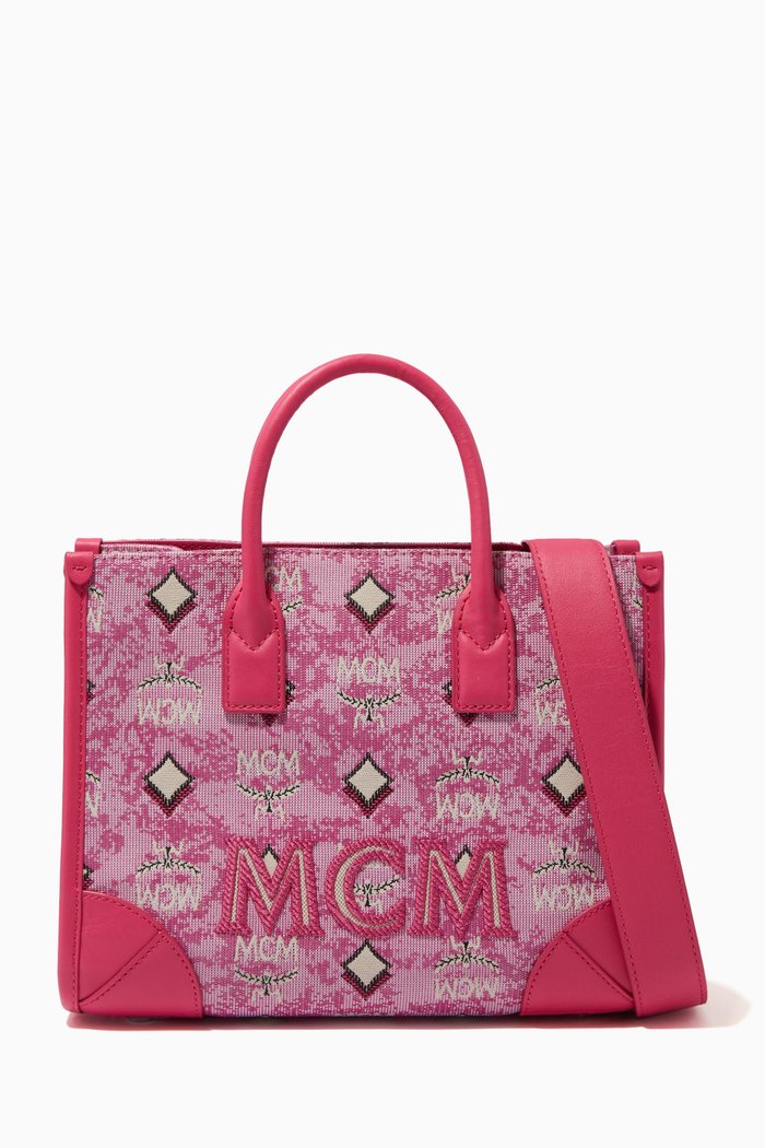

Small München Tote Bag in Vintage Monogram Jacquard, Pink