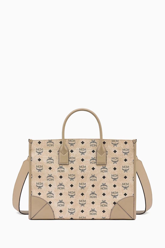 

Large München Tote Bag in Visetos Coated Canvas, Neutral