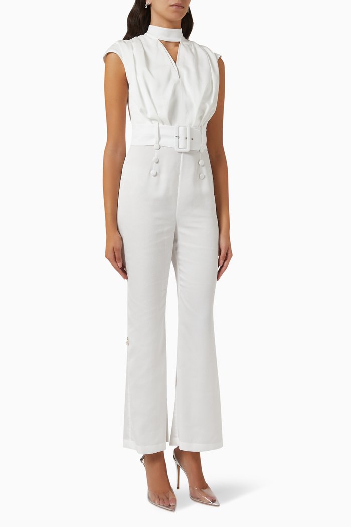 

Pearly Belted Jumpsuit, Neutral