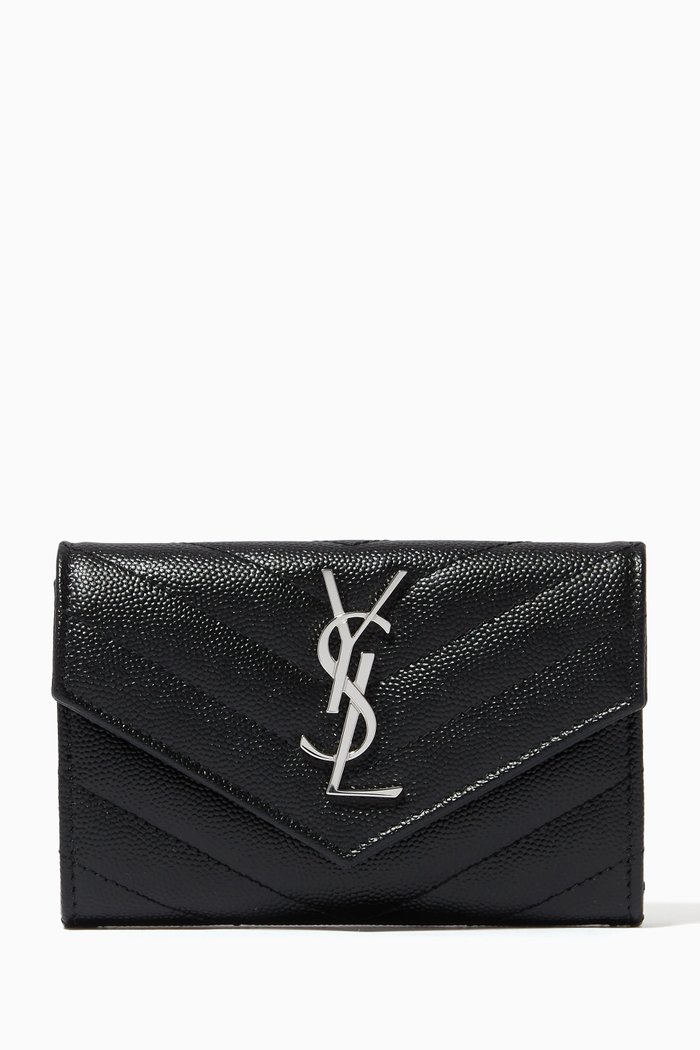 

Cassandre Small Envelope Wallet in Matelassé Leather, Black