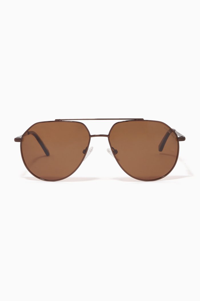 

Edgar Aviator Polarized Sunglasses in Stainless Steel, Brown