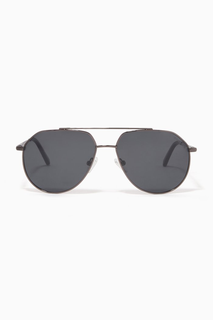 

Edgar Aviator Polarized Sunglasses in Stainless Steel, Black
