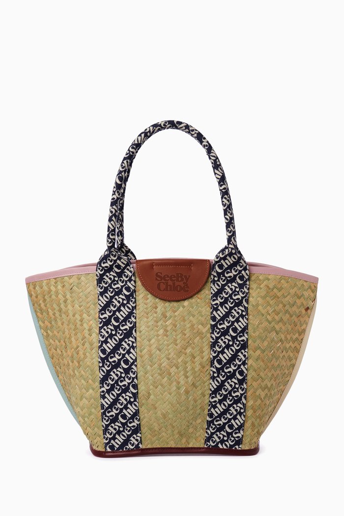 

Laetizia Small Basket Tote Bag in Natural Fibers, Purple