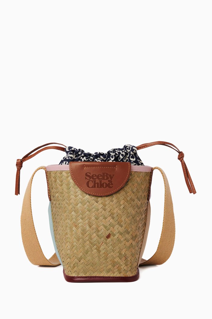 

Laetizia Small Bucket Bag in Natural Fibers, Purple