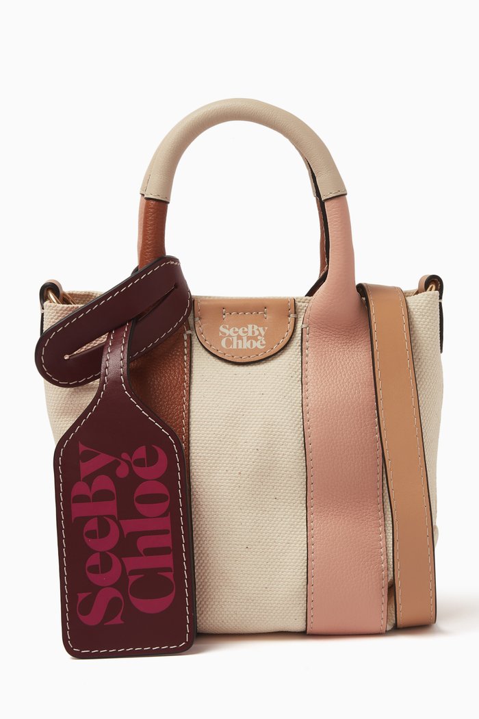 

Mini Laetizia Crossbody Bag in Canvas & Leather, Brown