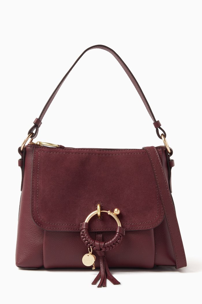 

Joan Small Crossbody Bag in Suede & Grained Leather, Brown