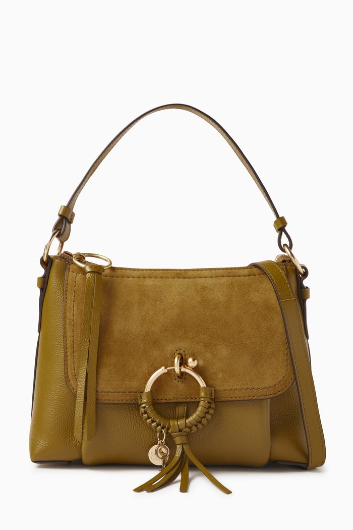 

Small Joan Crossbody Bag in Suede & Grained Leather, Green