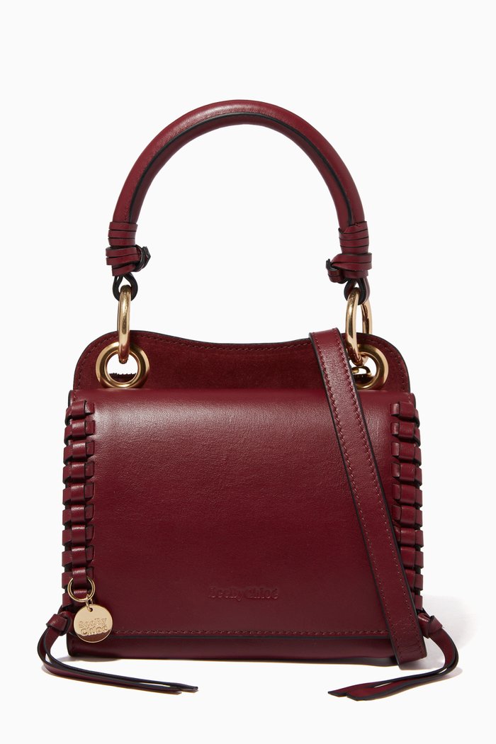 

Mini Tilda Crossbody Bag in Smooth Leather & Suede, Burgundy