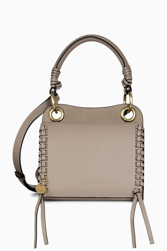 

Mini Tilda Crossbody Bag in Smooth Leather & Suede, Grey