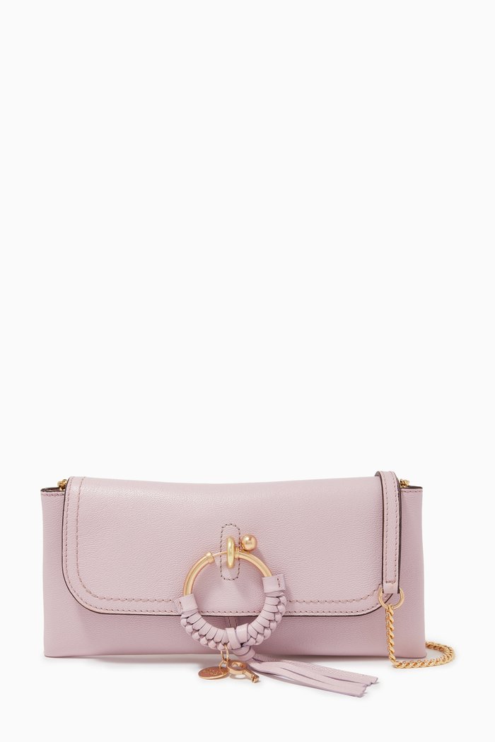 Joan Evening Bag in Grained Calf Leather, Purple