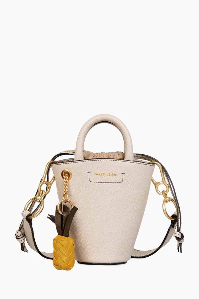 

Cecilya Mini Tote Bag in Leather, Neutral