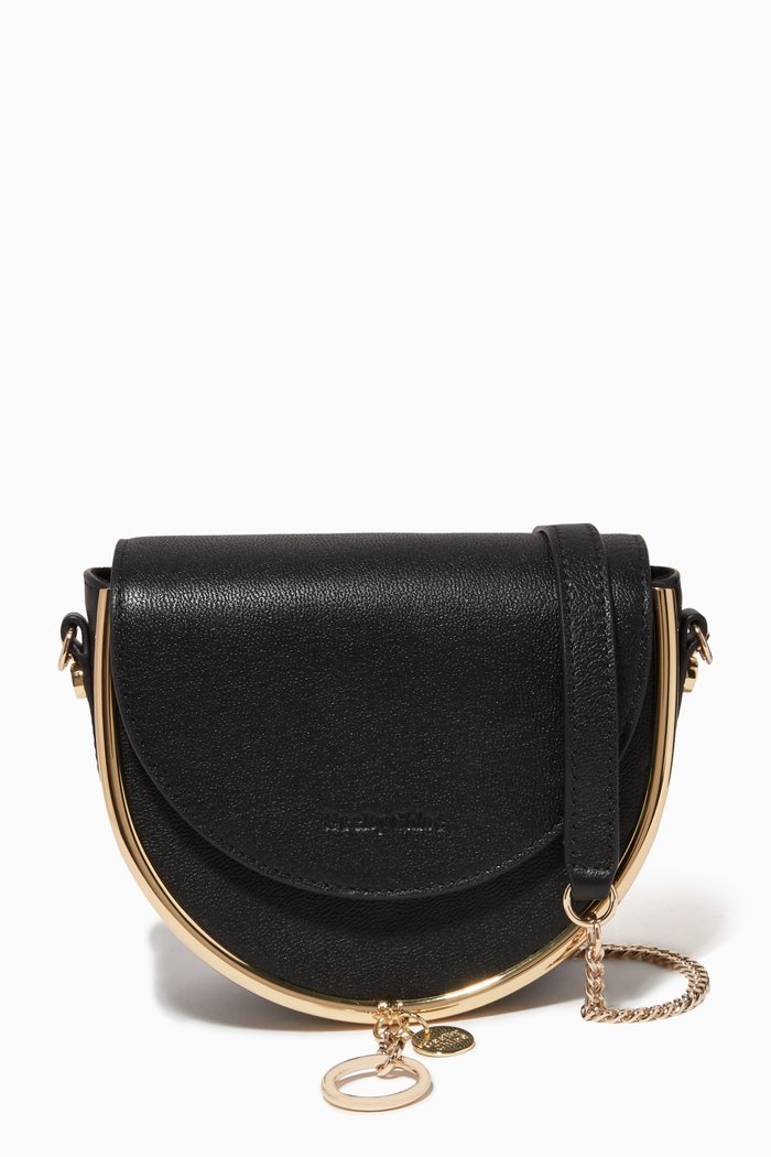 

Mara Small Crossbody Bag in Cowhide Leather, Black