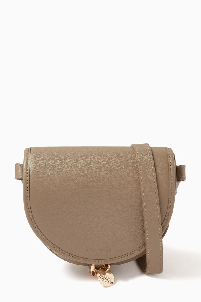 

Mara Small Crossbody Bag in Cowhide Leather, Grey