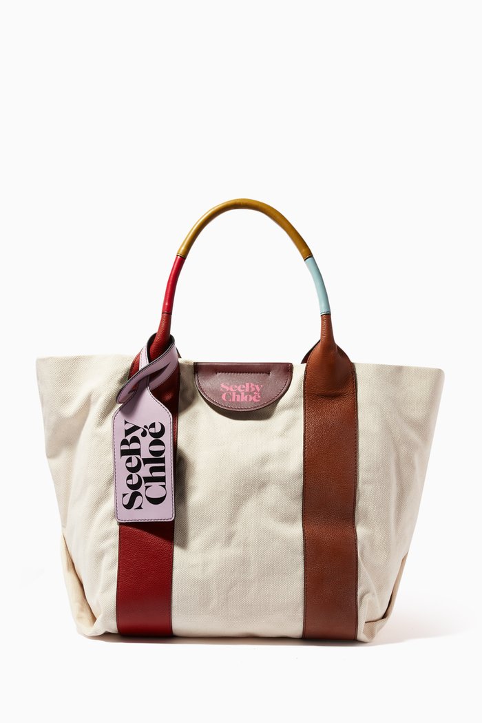 

Laetizia Tote Bag in Recycled Canvas & Leather, Brown