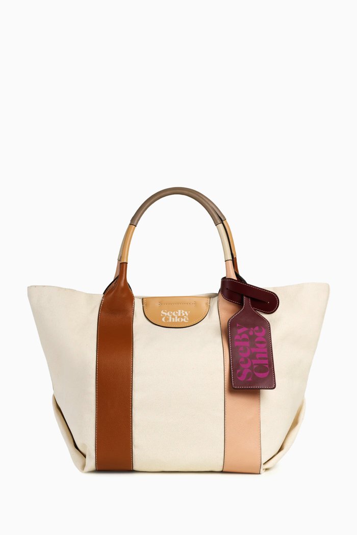 

Laetizia Tote Bag in Recycled Canvas & Leather, Brown
