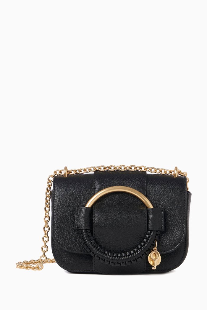 

Hana Chain Bag in Grained Goatskin, Black