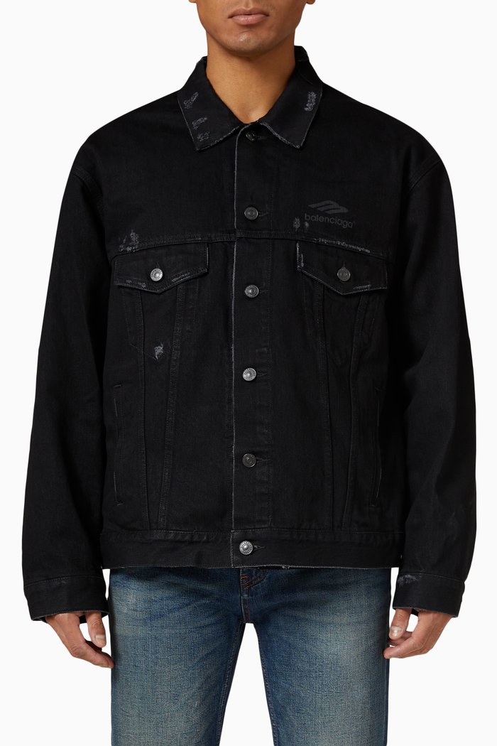 Oversized Jacket in Organic Denim, Black