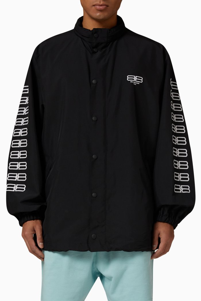 Short Windbreaker in Nylon, Black