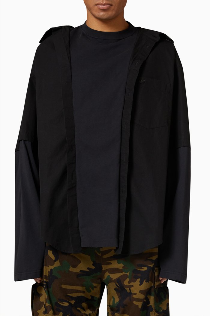 

Oversized Shirt in Poplin, Black