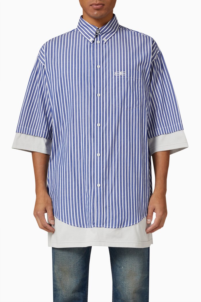 

Layered Shirt in Poplin, Blue