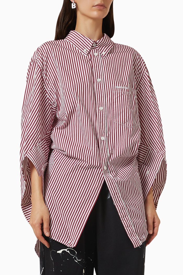 

BB Corp Swing Twisted Shirt in Striped Cotton Poplin, Red