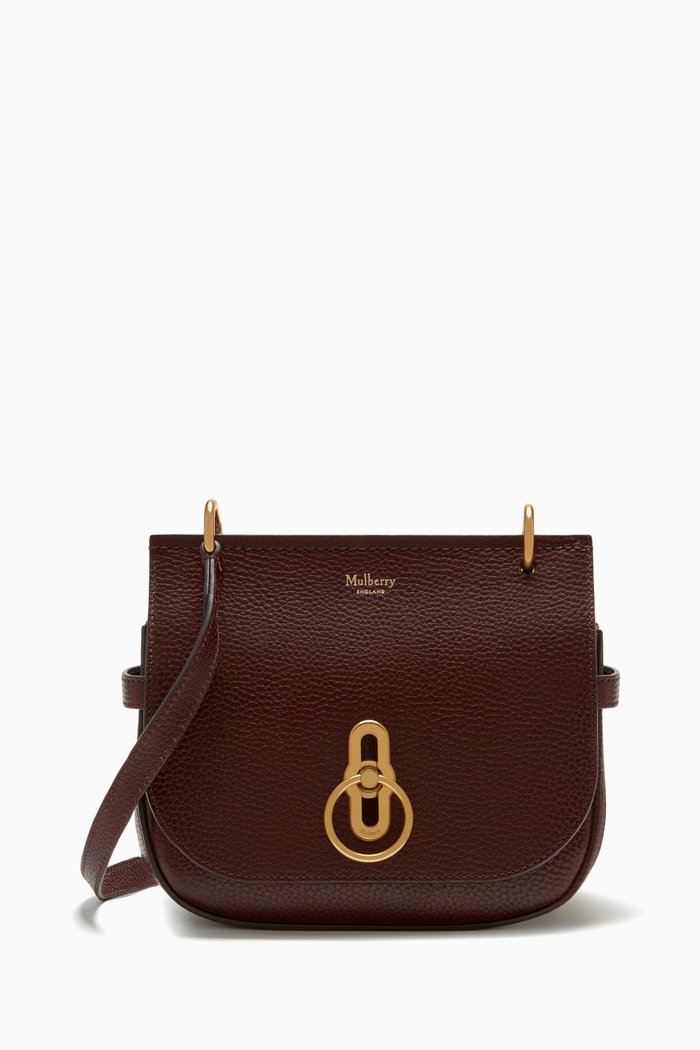 

Small Amberley Satchel Bag in Natural Grain Leather, Burgundy
